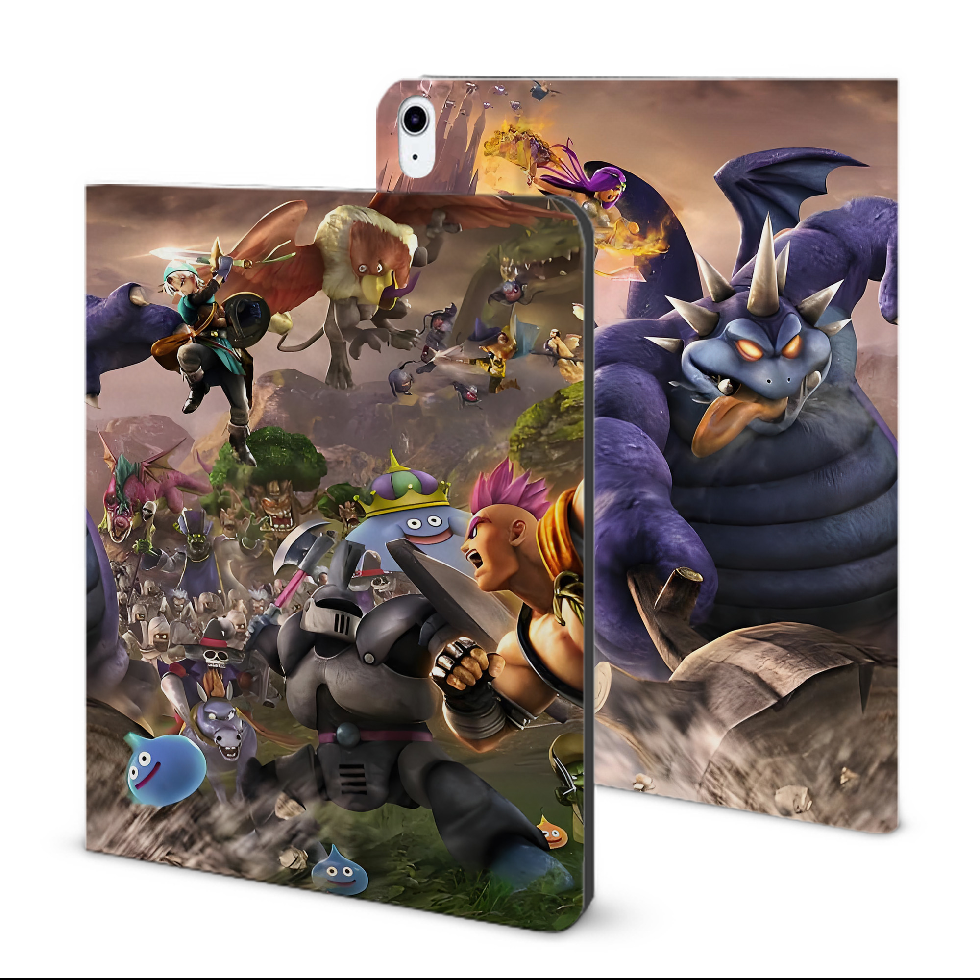 （画像用） ドラゴンクエスト Doragon Kuesuto Dragon Quest IPad ケース ブック型 PUレザー TPU 耐衝撃 軽量 薄型 ペン収納なし 全面保護 IPad 各モデル対応